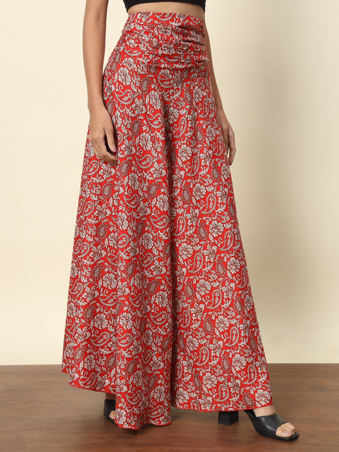 Printed Palazzo Pants - Red
