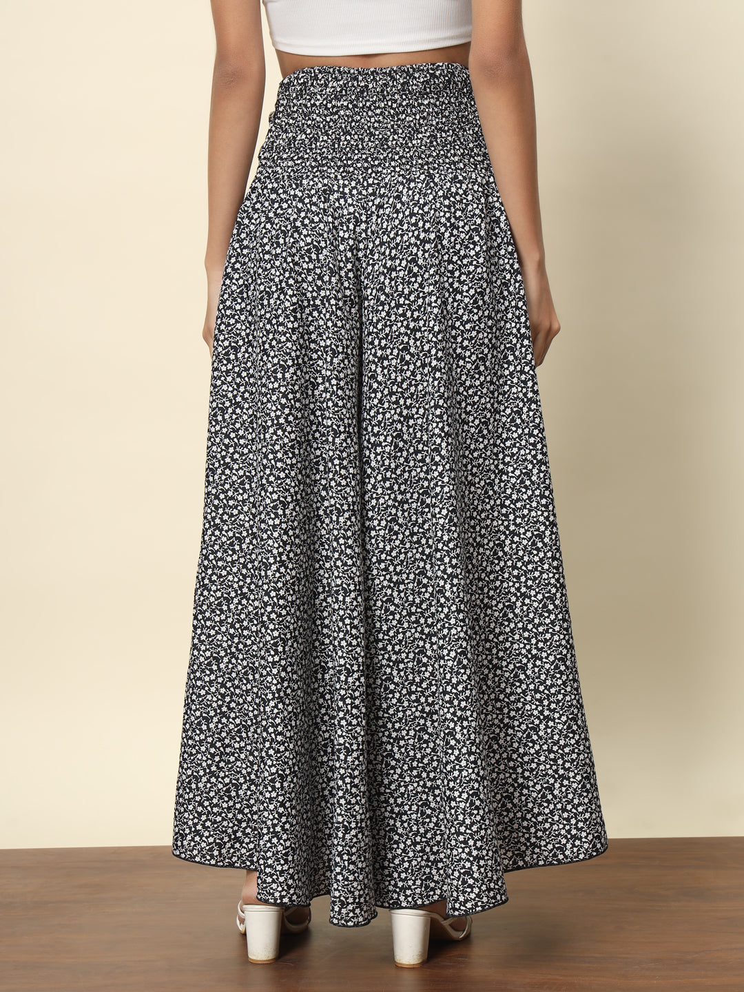 Printed Palazzo Pants - Black