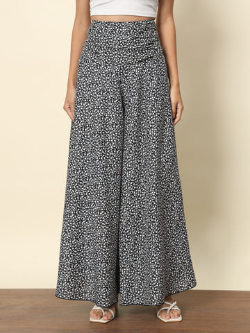 Black Ditsy Printed Palazzo