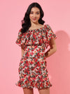Printed Off Shoulder Dress - Multi