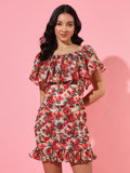 Printed Off Shoulder Dress - Multi
