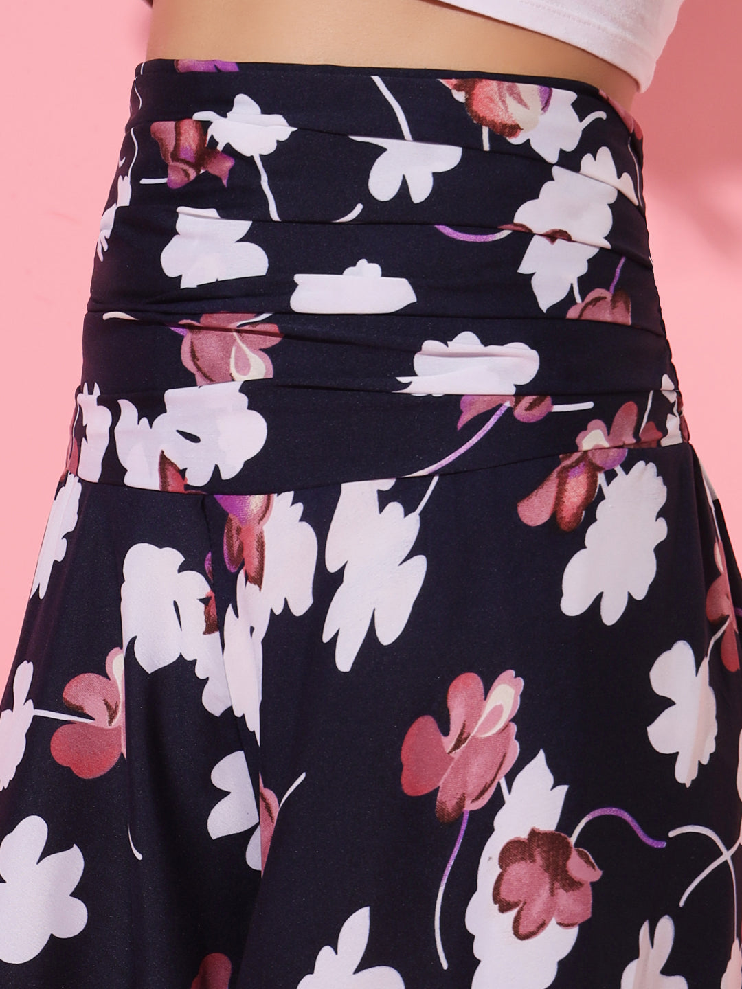 Printed Palazzo Pants - Navy Blue