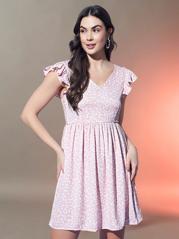Pink Back Tie-Up Dress