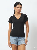 Trend Arrest Classic Fit V-Neck Top - Black