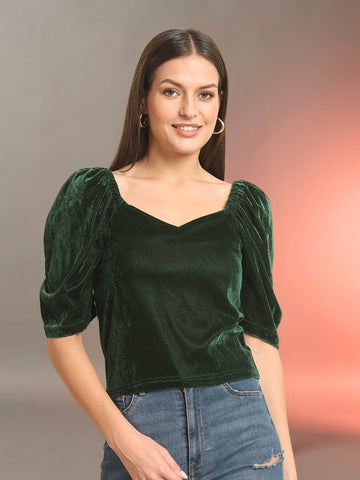 Puff Sleeve Velvet Top