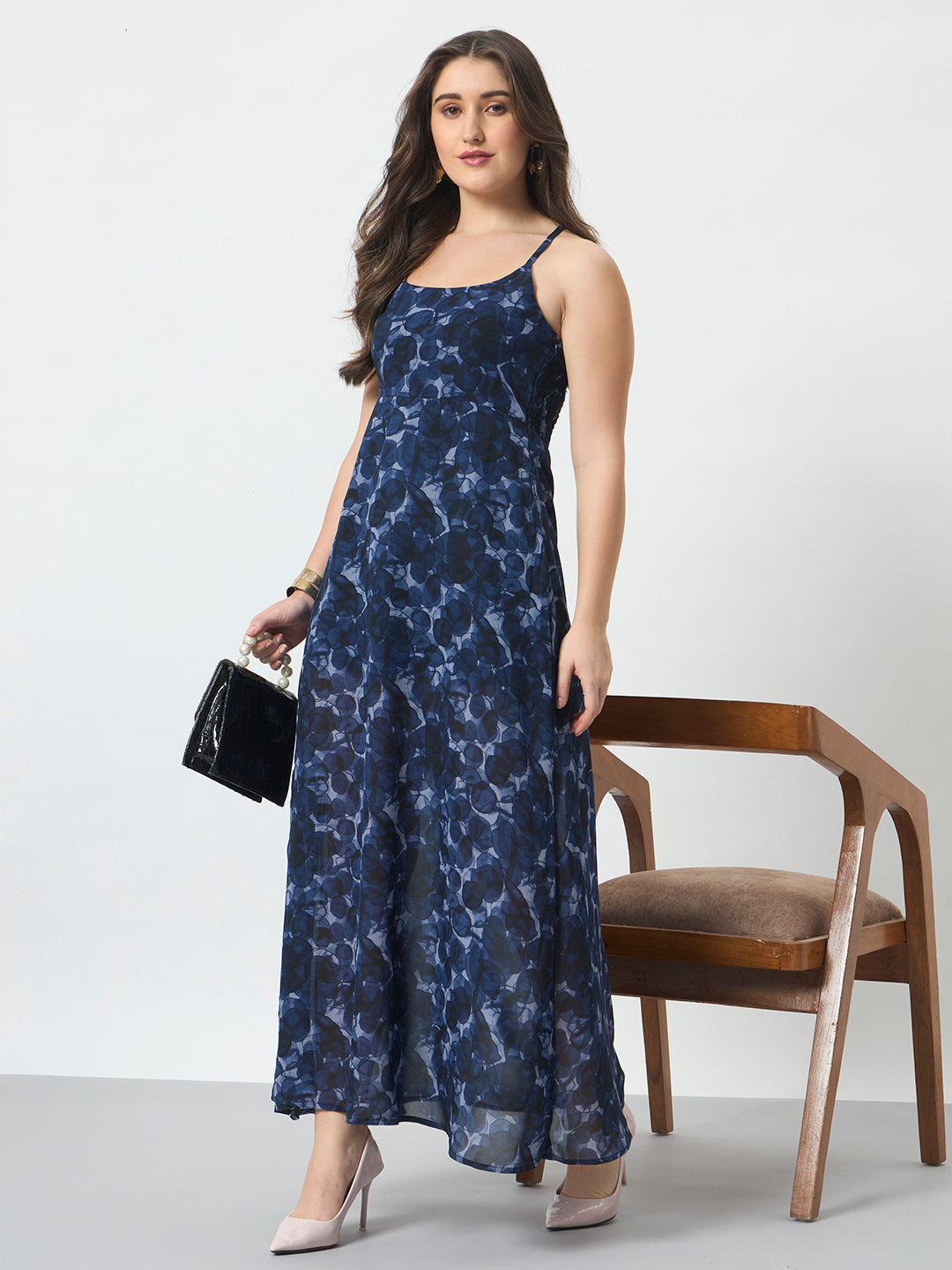 Printed Maxi Dress - Blue