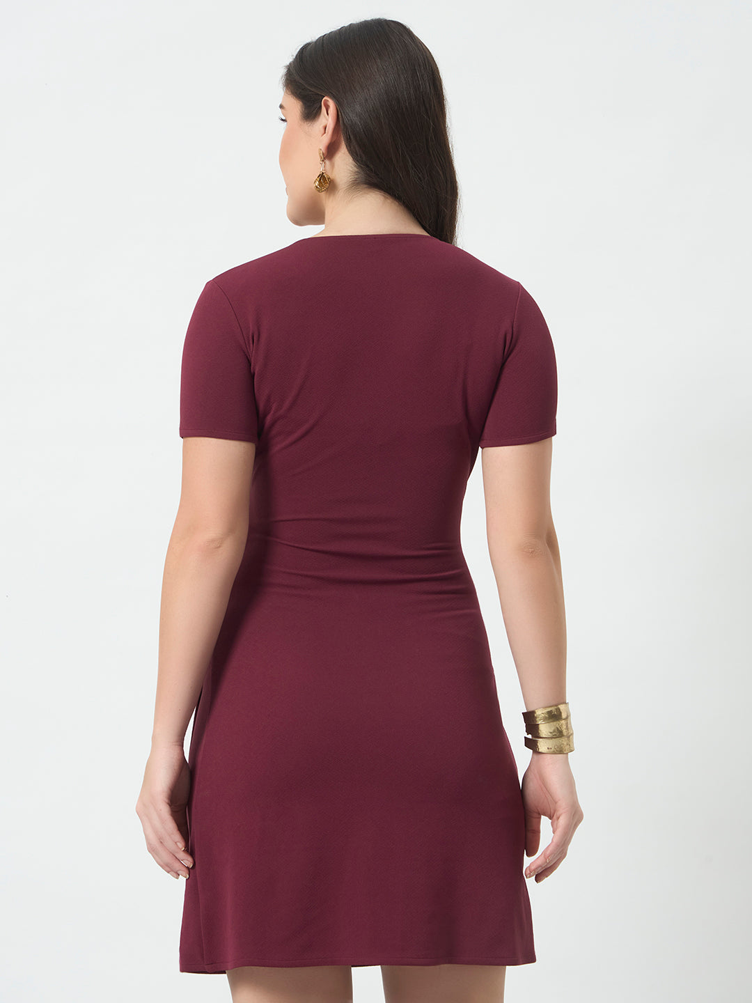 Snatched Silhouette Dress - Wine