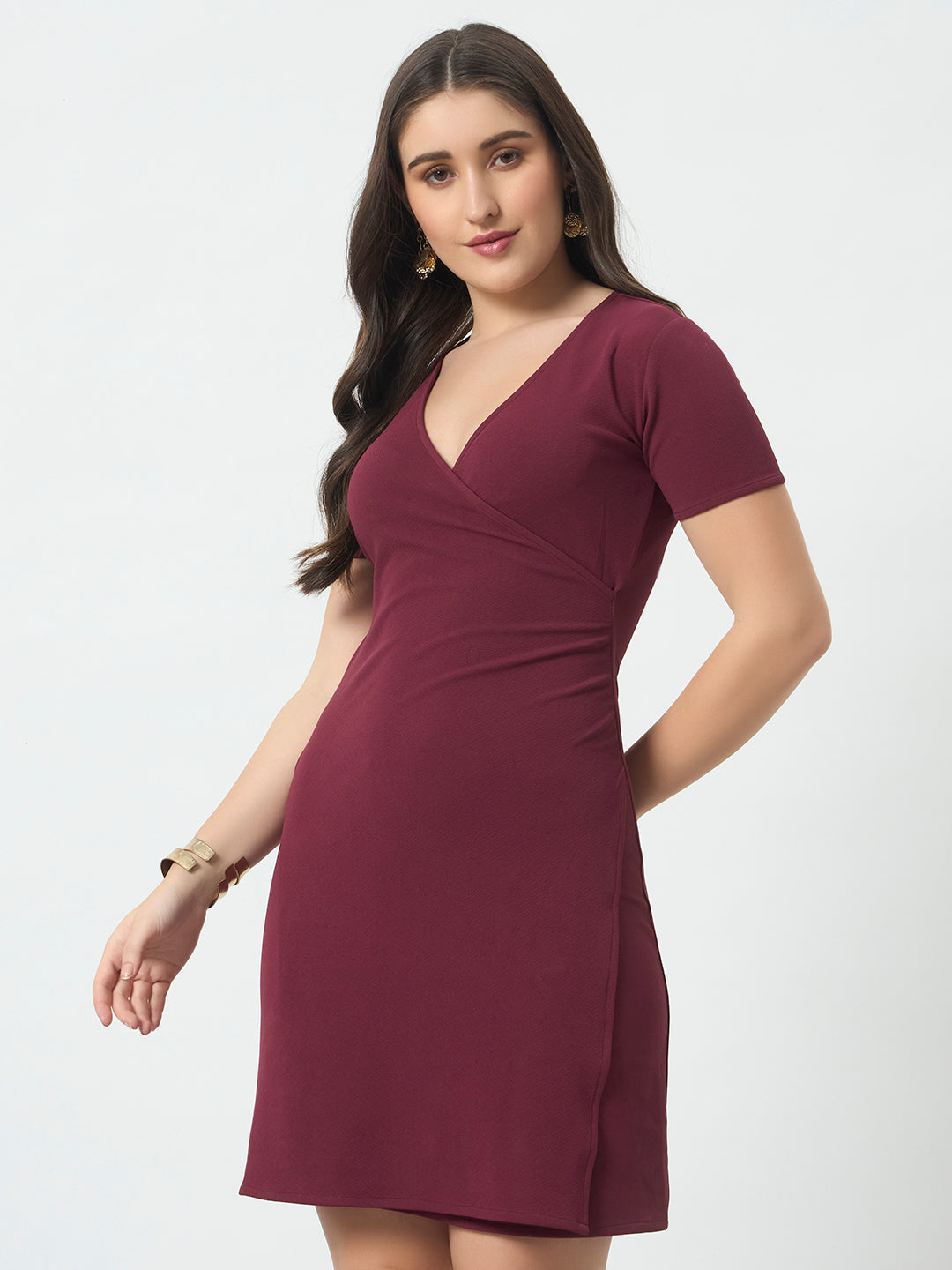 Snatched Silhouette Dress - Wine