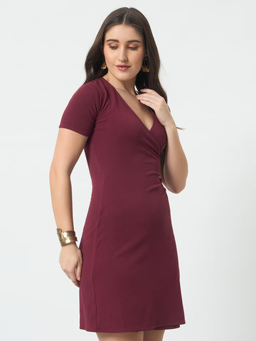 Snatched Silhouette Dress - Wine