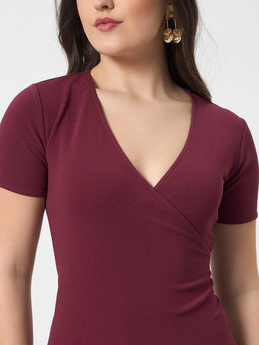 Snatched Silhouette Dress - Wine