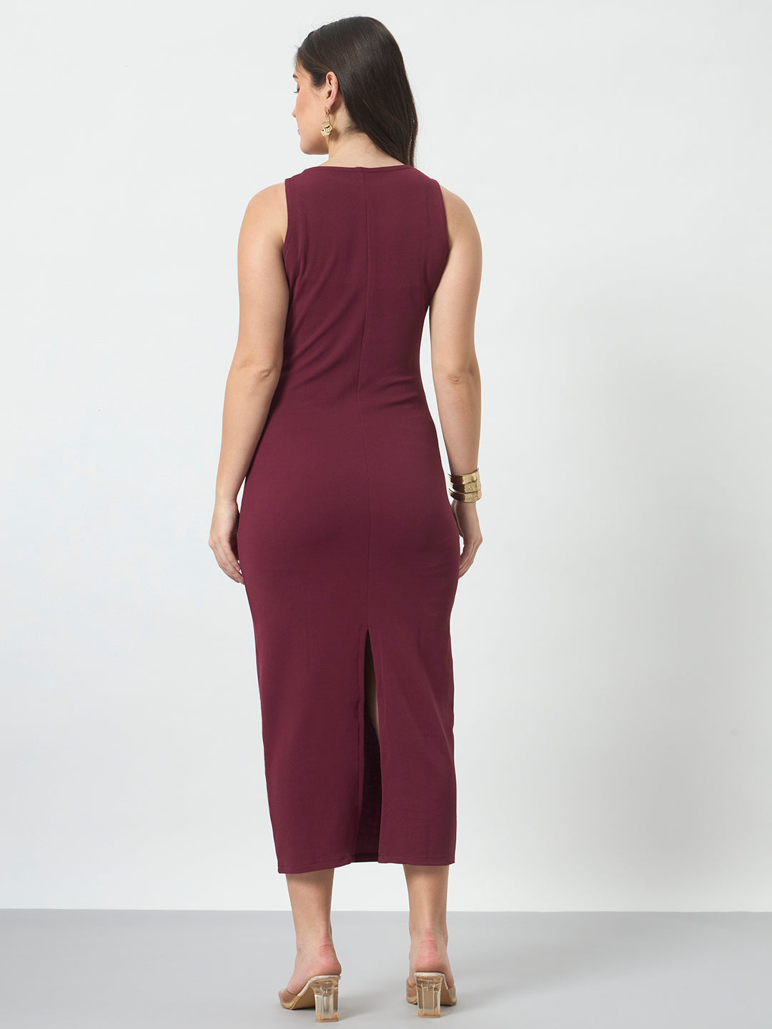 Pencil Long Dress - Burgundy
