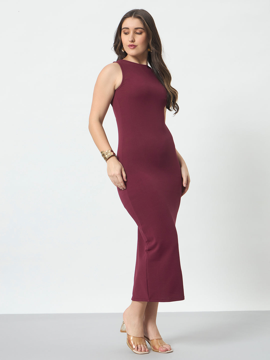 Pencil Long Dress - Burgundy