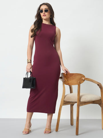 Pencil Long Dress - Burgundy