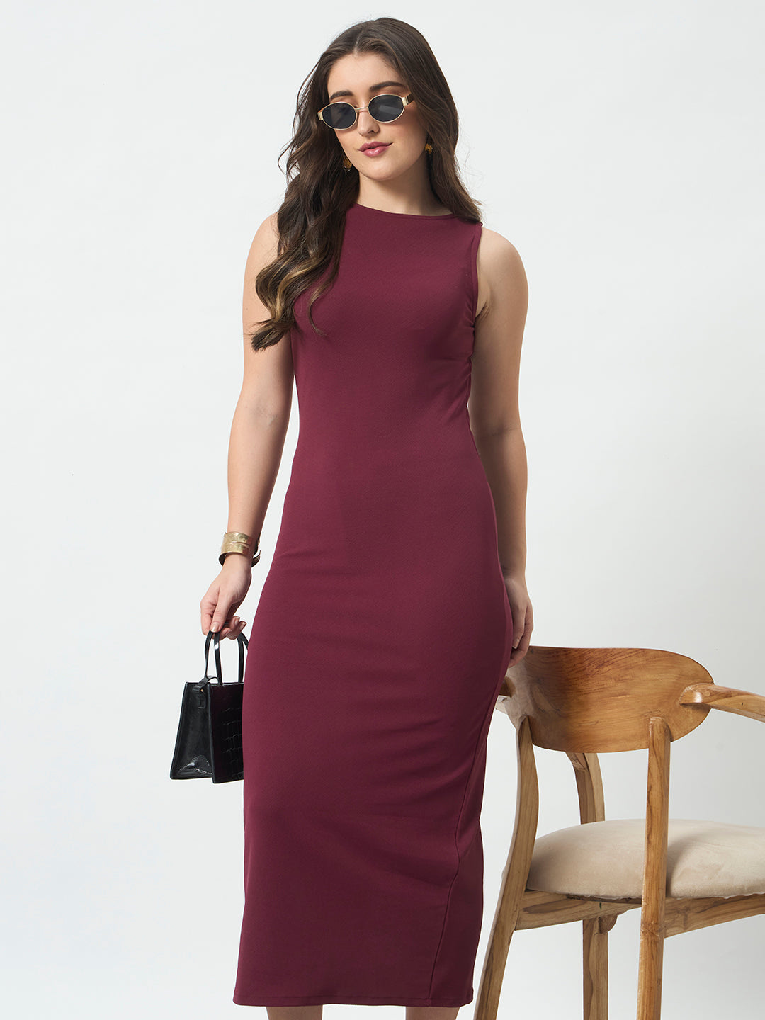 Pencil Long Dress - Burgundy