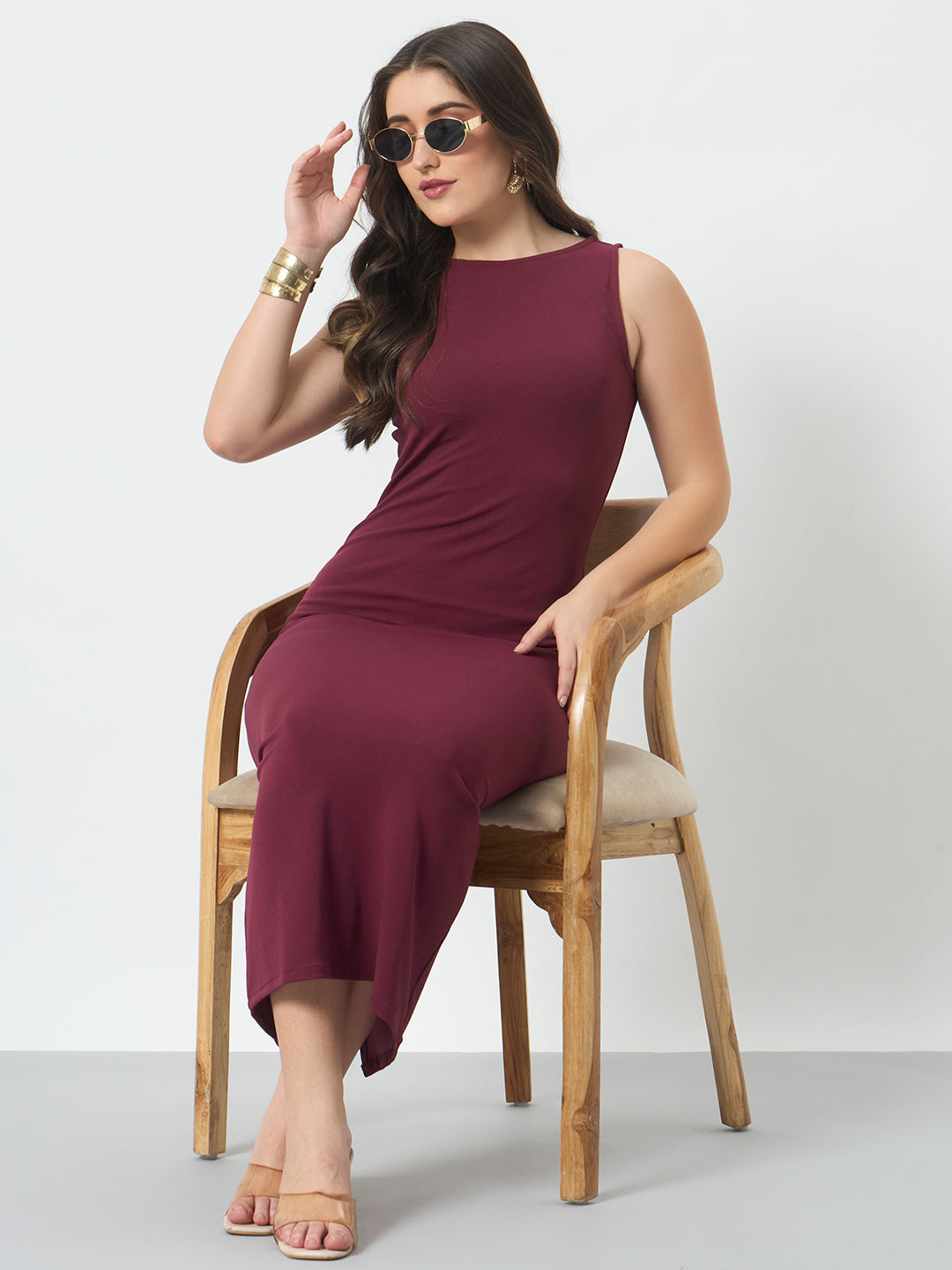 Pencil Long Dress - Burgundy