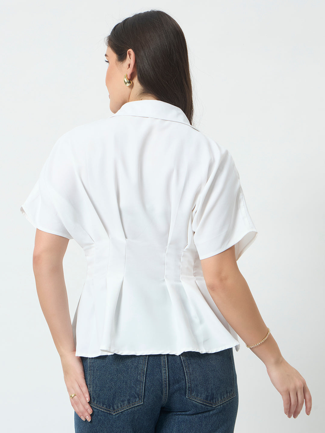 Cinched Waist Shirt - White