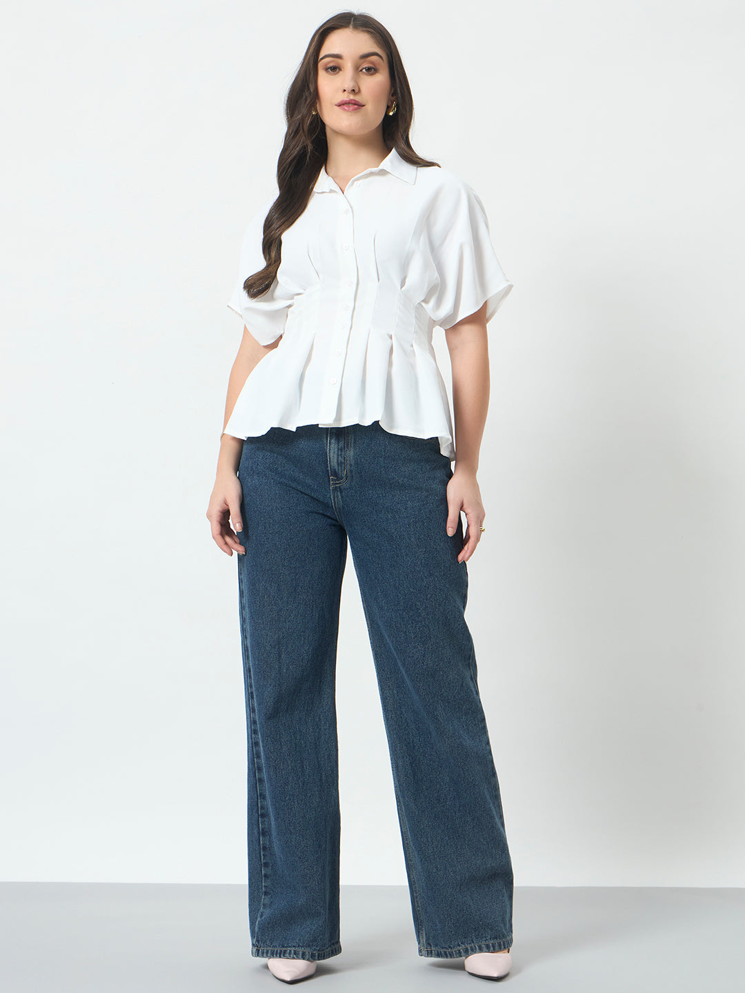 Cinched Waist Shirt - White