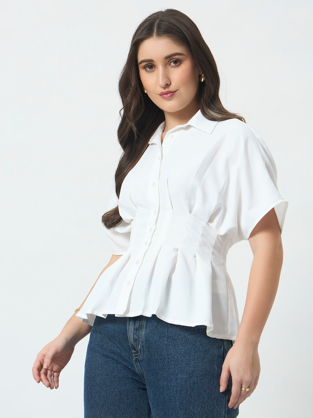 Cinched Waist Shirt - White
