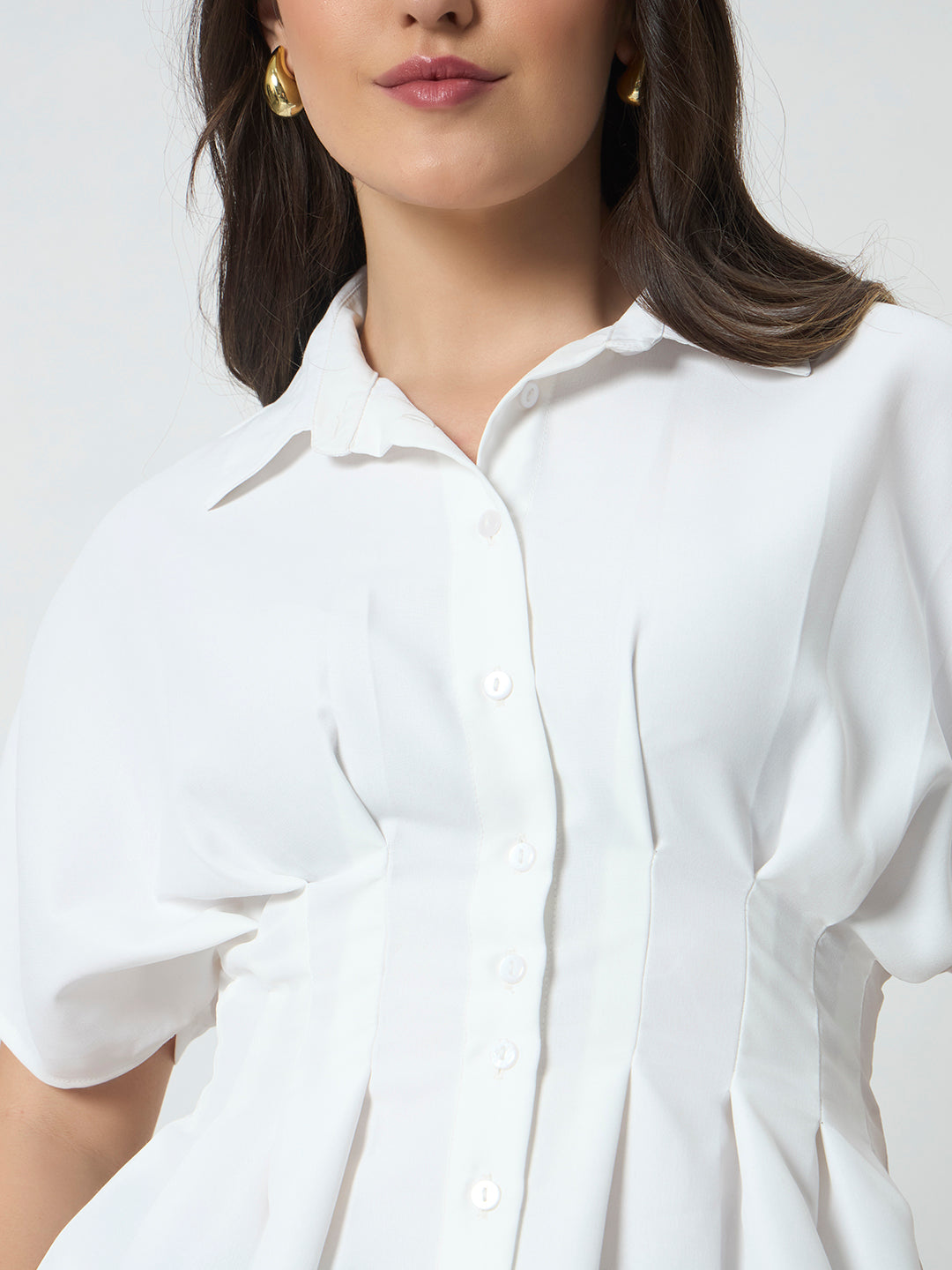 Cinched Waist Shirt - White