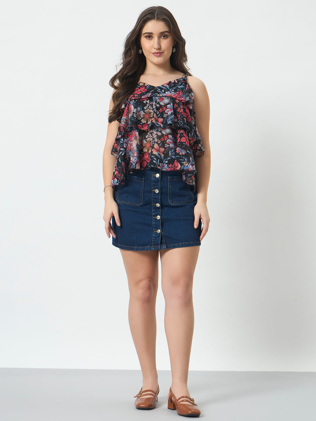 Tie-Up Tiered Top - Black