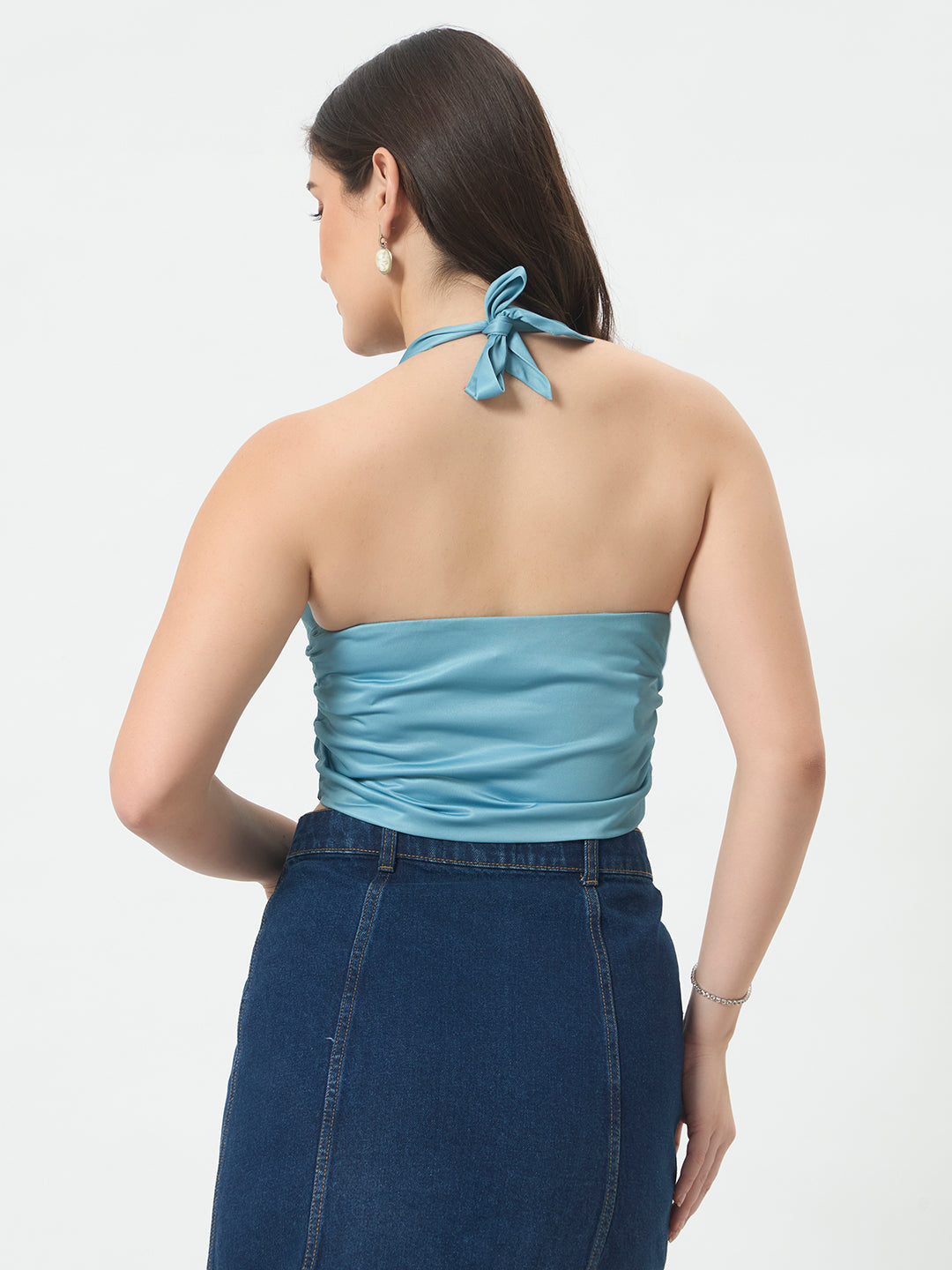 Halter Neck Crop Top - Dusty Teal