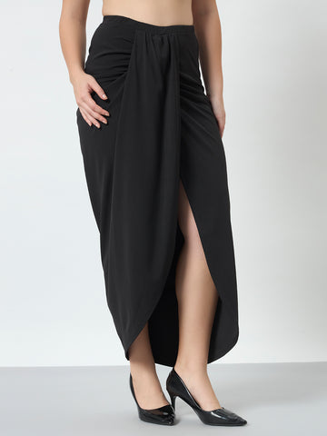 Drape Stretch Skirt - Black