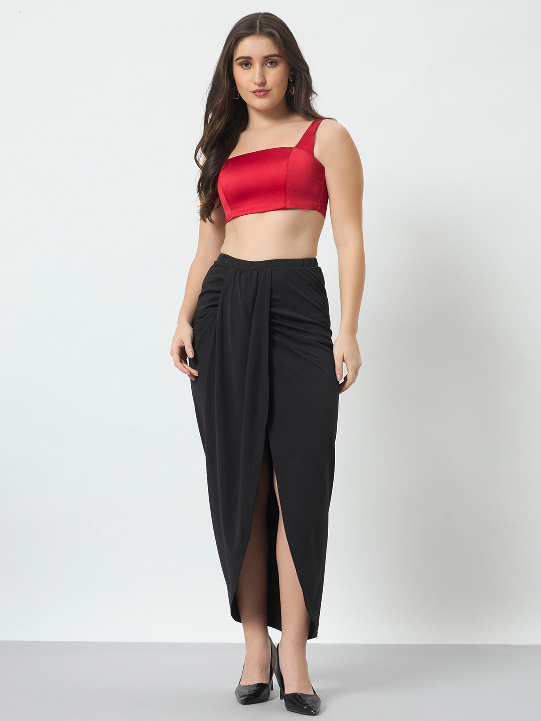 Drape Stretch Skirt - Black