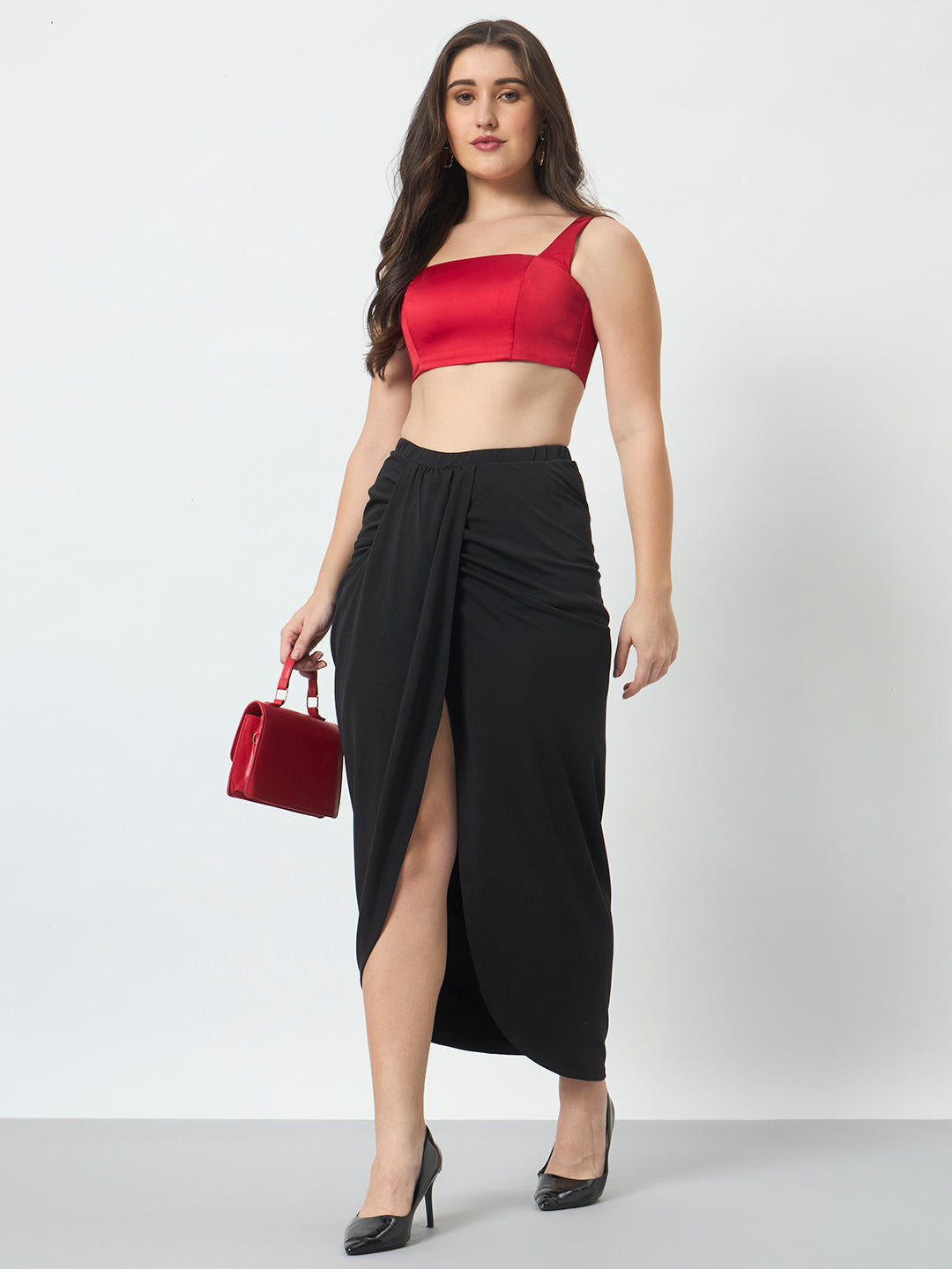 Drape Stretch Skirt - Black