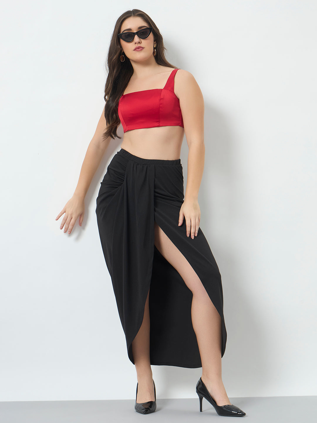 Drape Stretch Skirt - Black