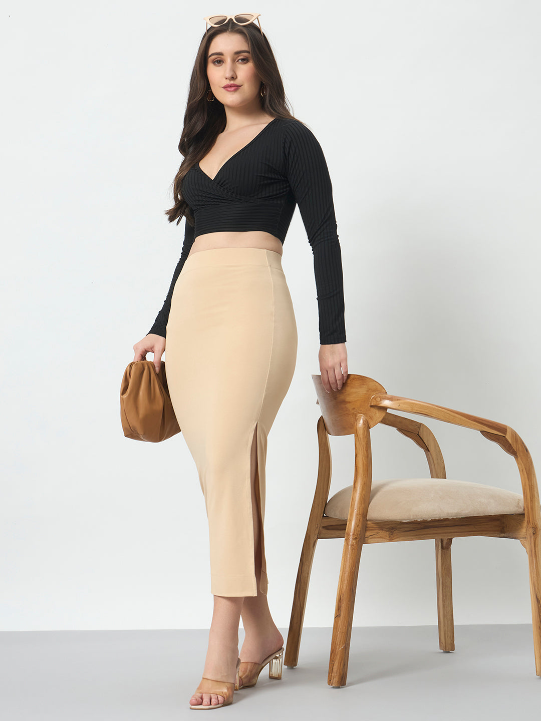 Pencil Maxi Skirt - Beige