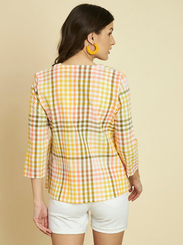 Multi Checkered Print Shrug