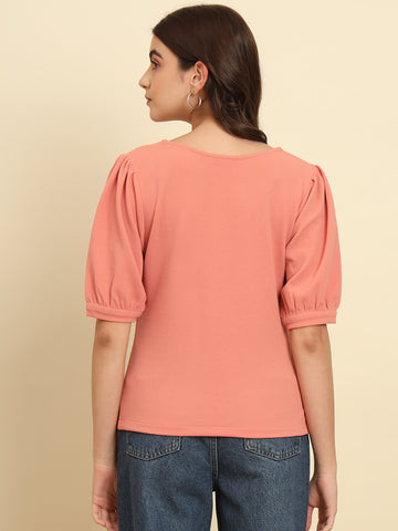 Pink Puff Sleeve Top