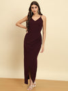 Split Thigh Maxi Dress - Burgundy