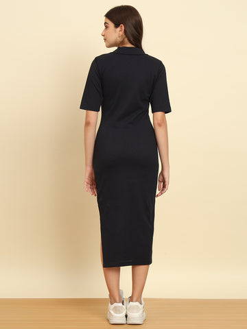 Navy Blue Long Slit Dress