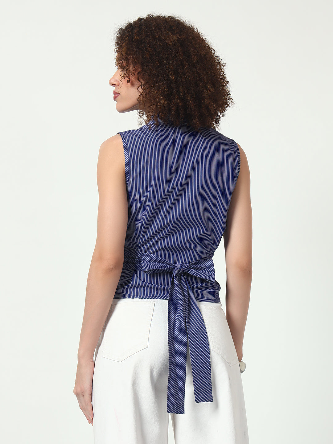 Lapel Wrap Top - Blue