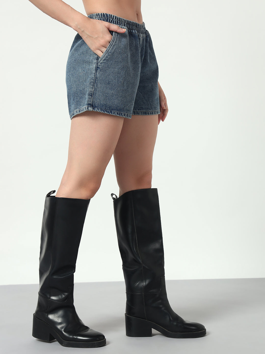Tinted Denim Shorts - Light Blue
