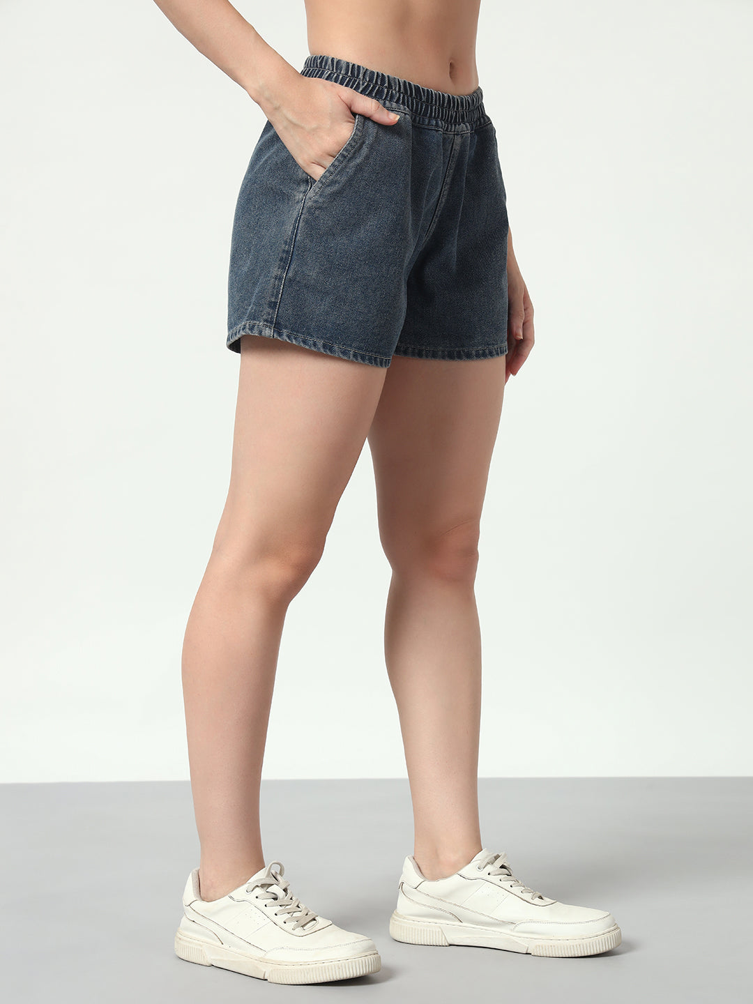 Tinted Denim Shorts - Dark Blue