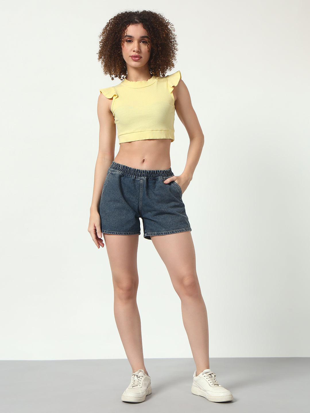 Tinted Denim Shorts - Dark Blue