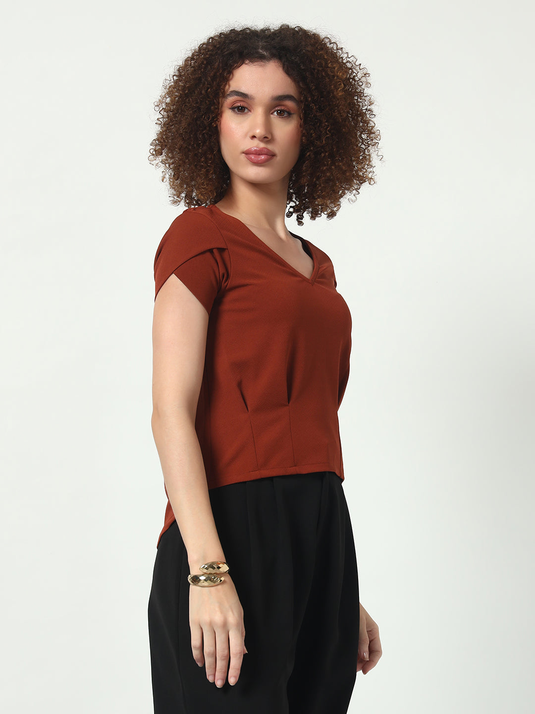 High Low Hem Top - Rust