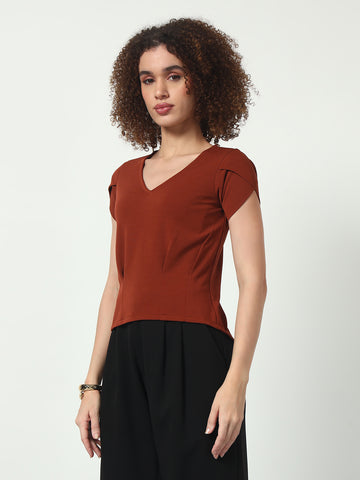 High Low Hem Top - Rust