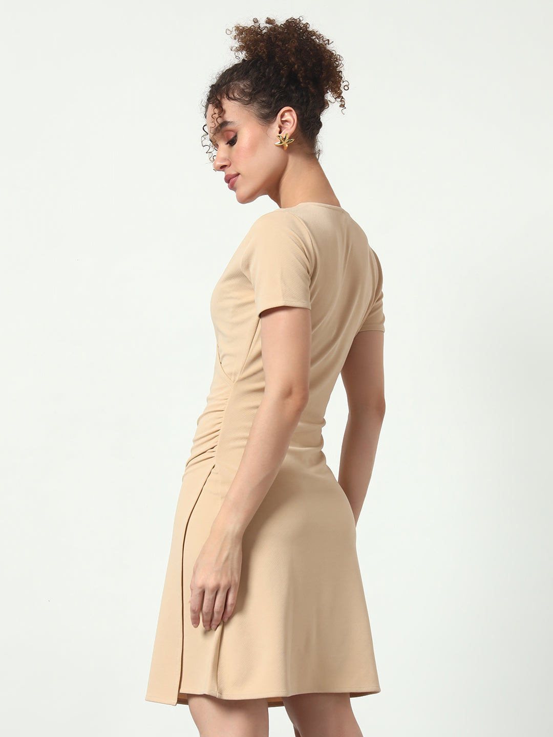Snatched Silhouette Dress - Beige