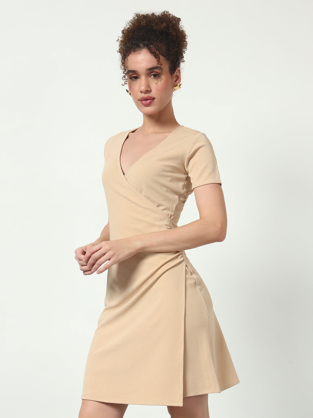 Snatched Silhouette Dress - Beige