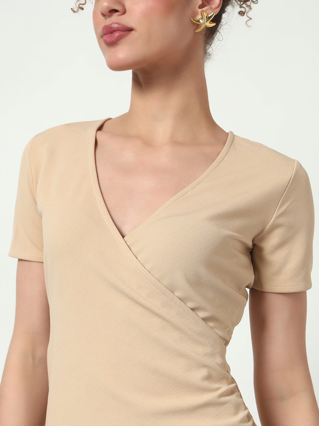 Snatched Silhouette Dress - Beige