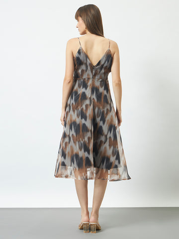 Fairy Floral Light & Flowy Printed Dress - Brown