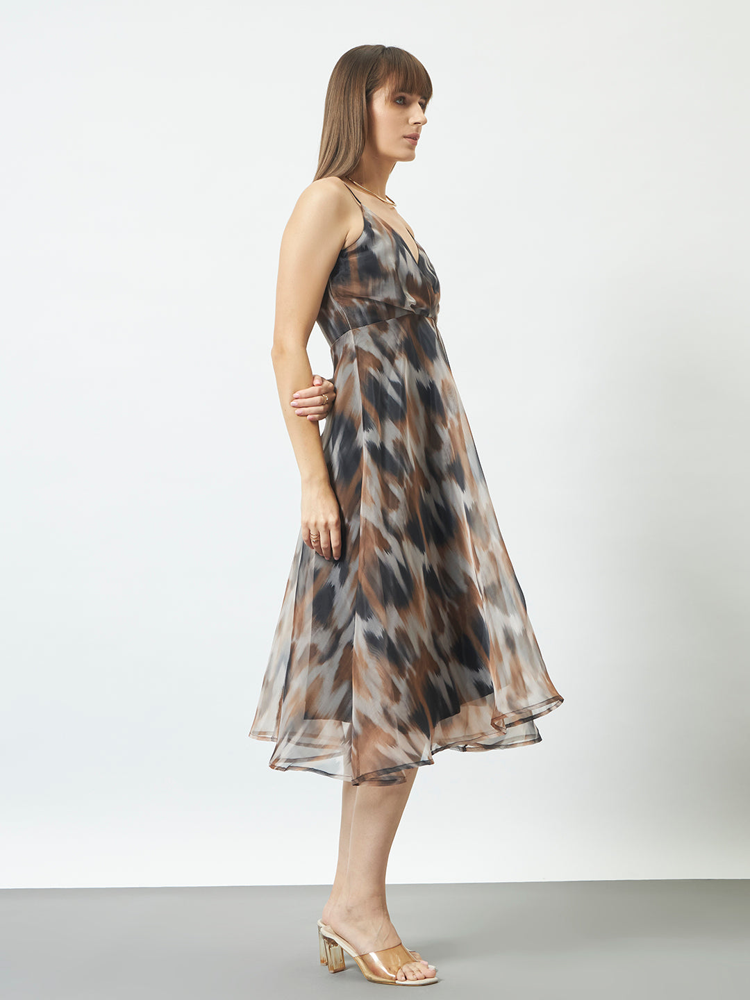 Fairy Floral Light & Flowy Printed Dress - Brown