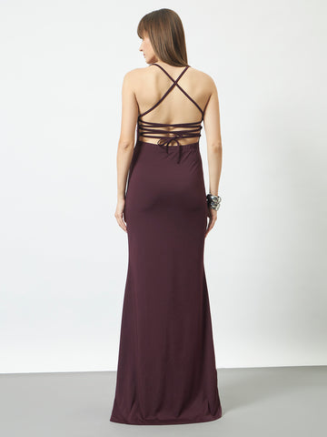Trend Arrest Lace-Up Back Trail Gown Dress