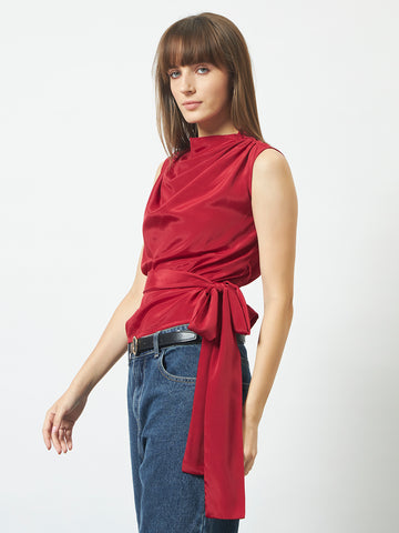 Trend Arrest Women Cowl Neck Top w/Belt