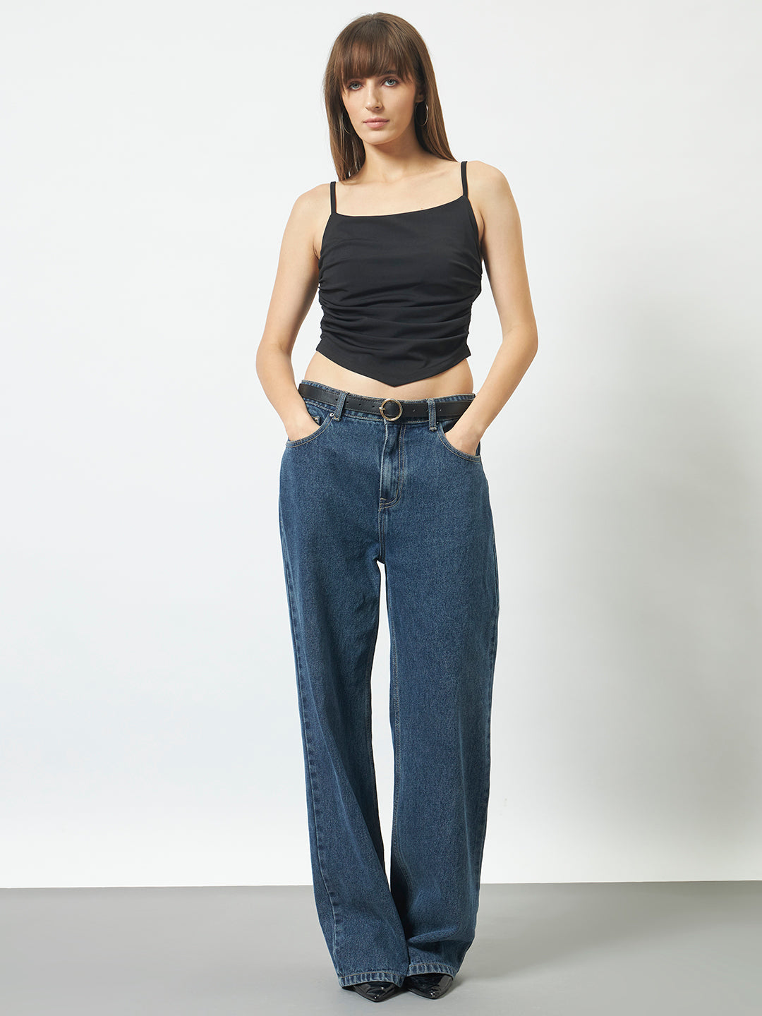 Party Wear Cowl Top - Black