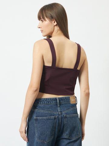 Trend Arrest Wine V-Neck Crop Top