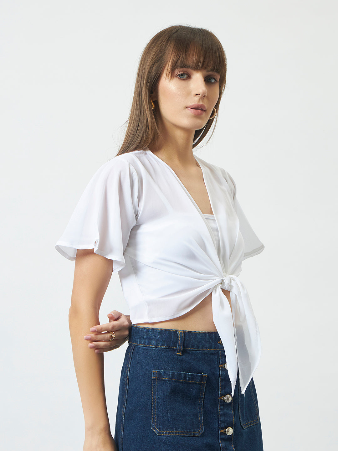 Waterfall Crop Shrug - Off-White